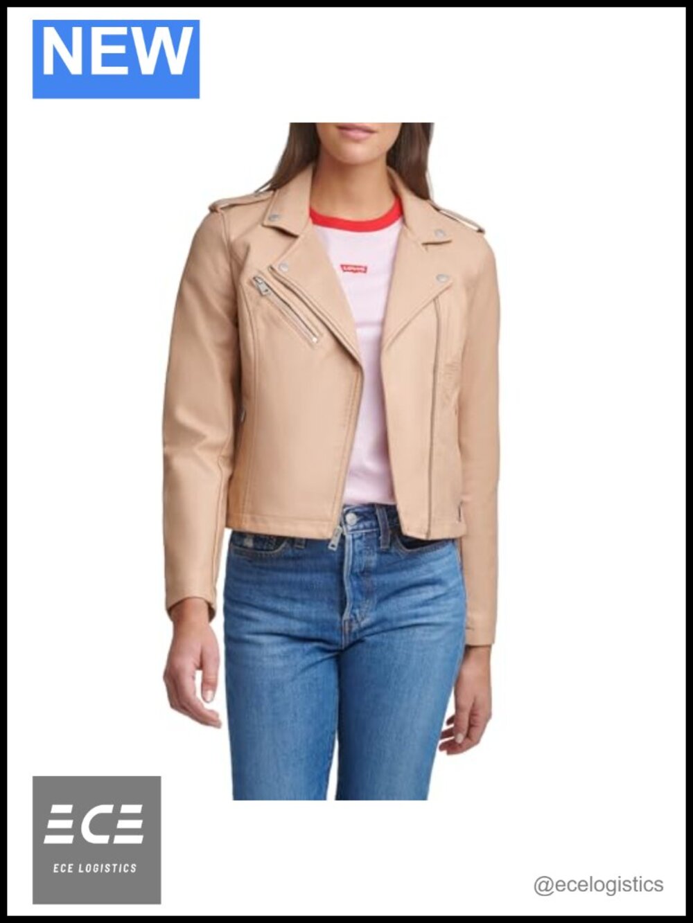 Faux Leather Asymmetrical Moto Jacket Snap Lapels Epaulettes